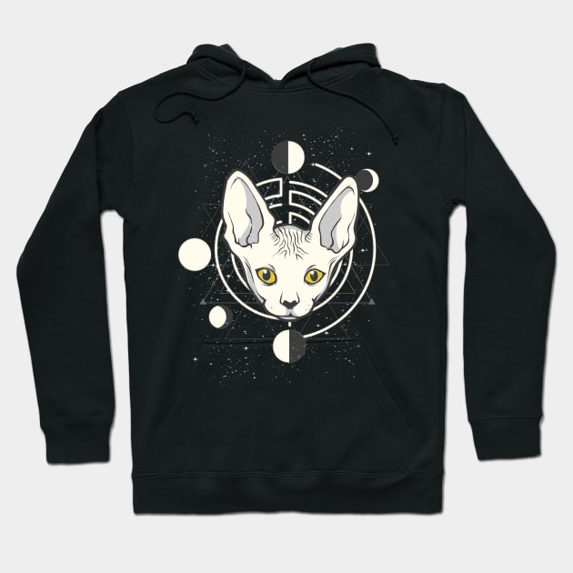 Sphynx Cat Moon Phases Moon Gothic Hoodie by wbdesignz